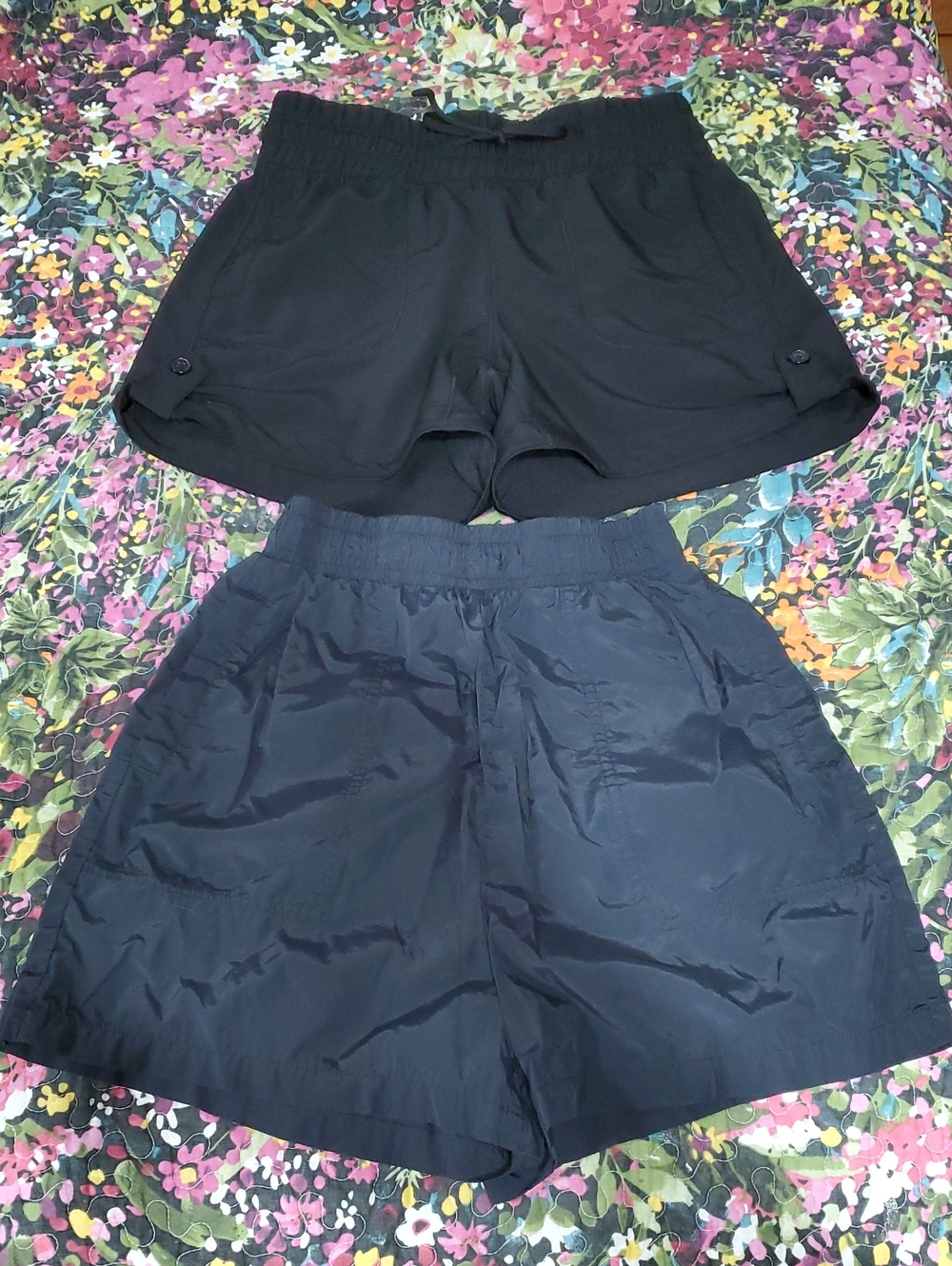 2 pair of women's black unlined athletic shorts. 90 degree in xs  & zara in s